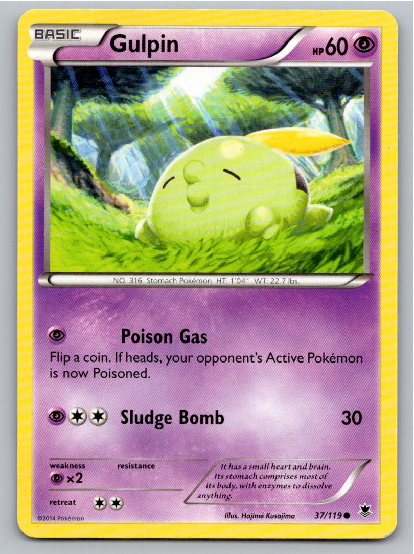 2014 POKEMON GULPIN PHANTOM FORCES 37/119 C NM A78542 FREE S&H