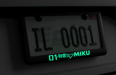 Glowing Miku Black Premium Metal License Plate Frame Vocaloid