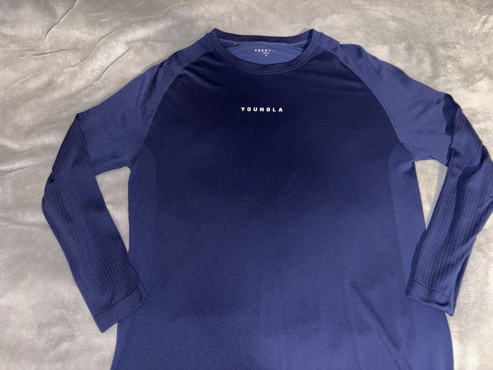 YoungLA Men's Navy Blue Long Sleeve Athletic Pullover Compression Size M