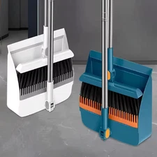 Folding Broom Dustpan Floor Brush Set Indoor Non-stick Hair Long Handle Broom Wi