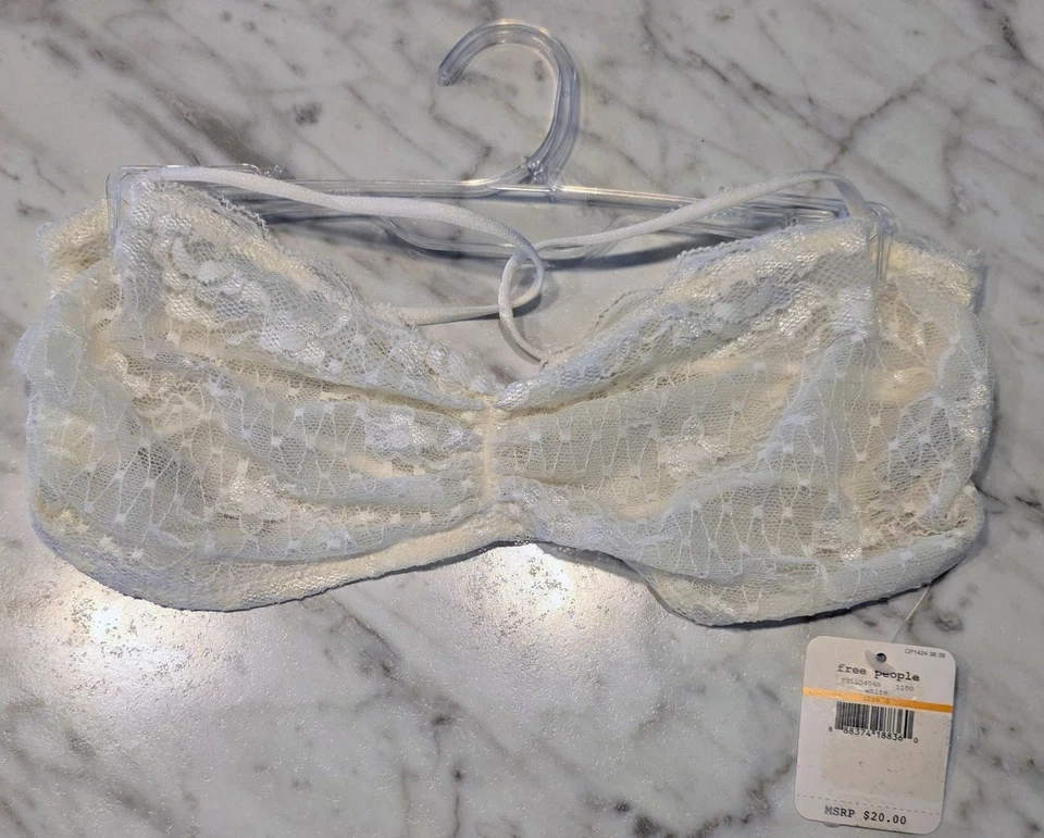 Free People Intimately Small Essential Lace White Bandeau Bralette Bra NWT - Image 4 of 4