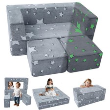MeMoreCool Kids Couch Toddler Sofa, Star GlowSofa 3 in 1 Fold Out Kids Sofa,