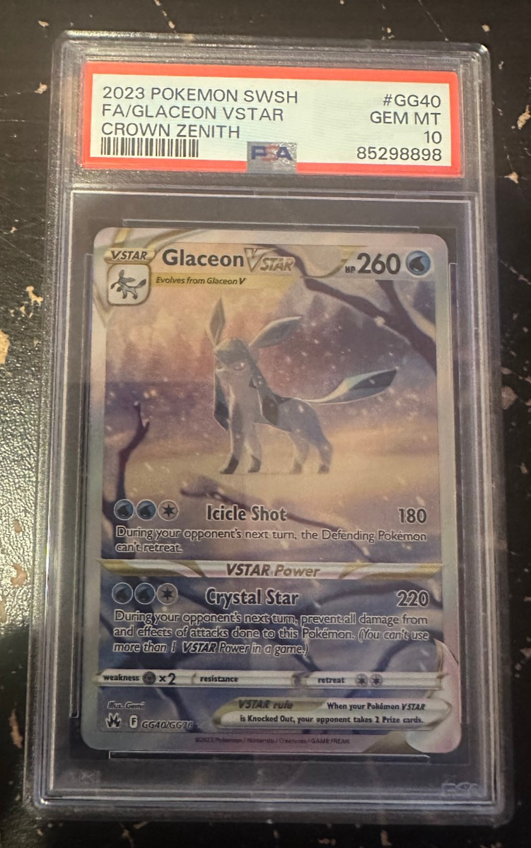 Pokémon Glaceon VSTAR Crown Zenith Alt Art GG40 PSA 10 Gem