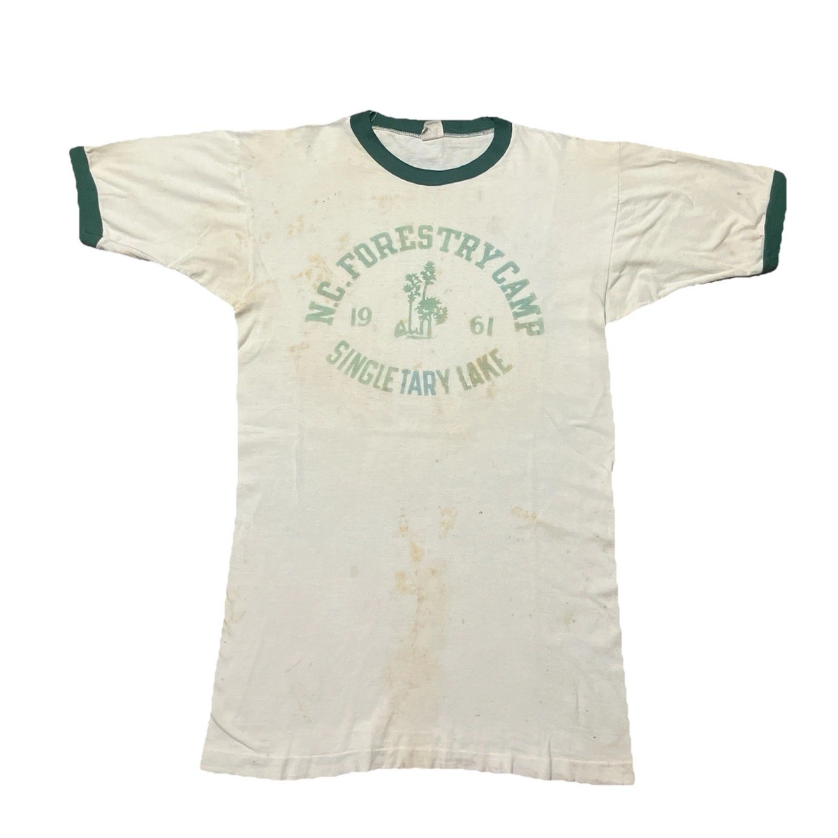 Vintage 1950s Champion Running Man Ringer Shirt 1961 NC Forestry