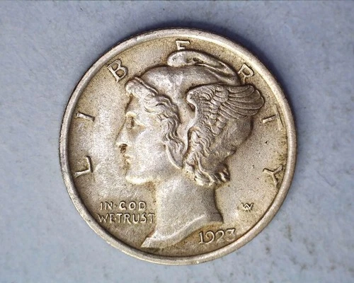 1923 Mercury Head Silver Dime AU+Cond.  ** 326-6