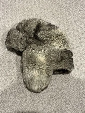 Vintage Mountain Lake Trapper Hat Mens L Brown Faux Fur Lined Snowboard Cap