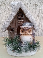 LED-Weihnachtshaus mit Eule Weihnachtsdeko Haus Beleuchtet Deko