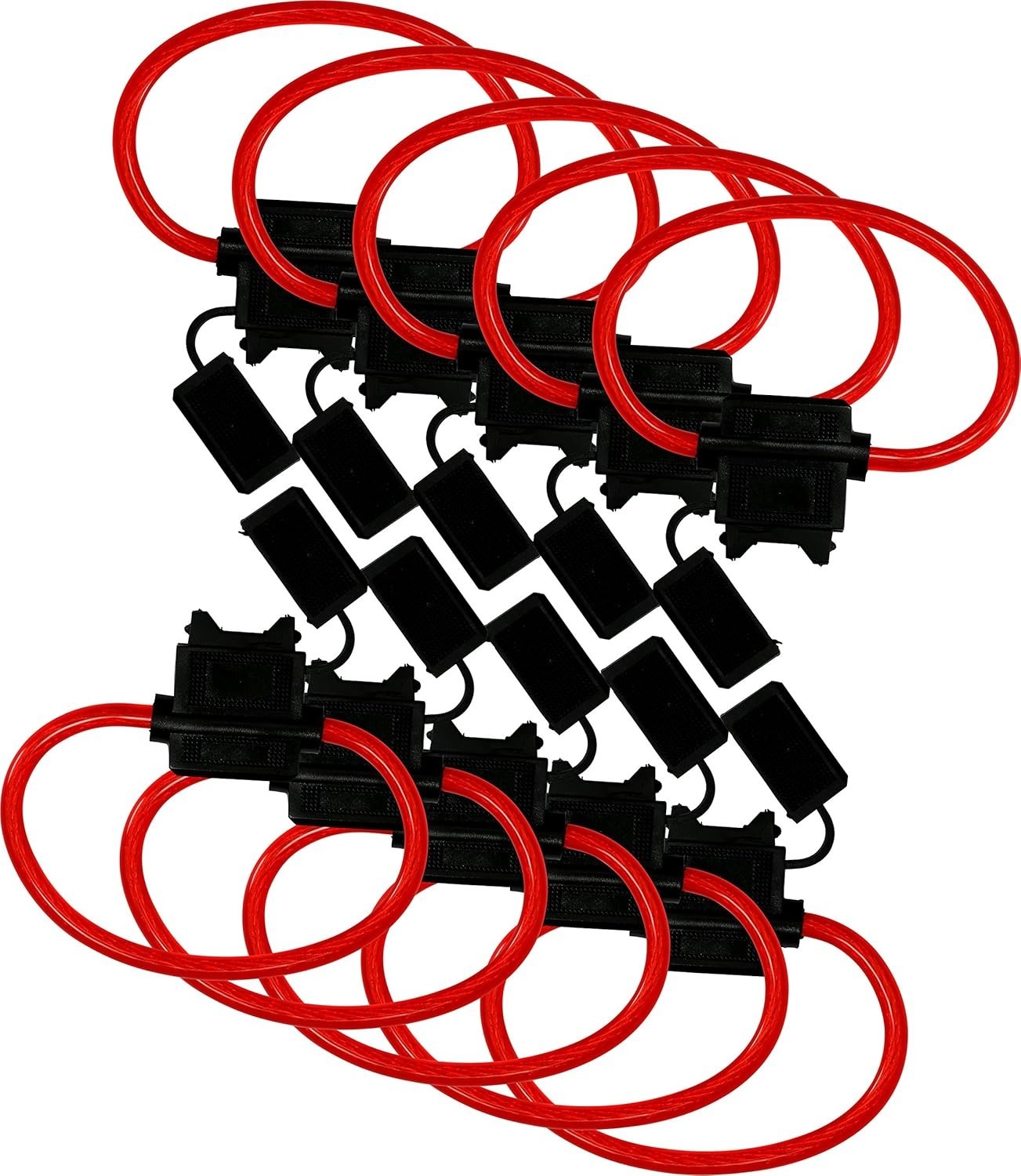10 Pack 12V-DC ATC/ATO 12 AWG In-Line Fuse Holders Red Waterproof