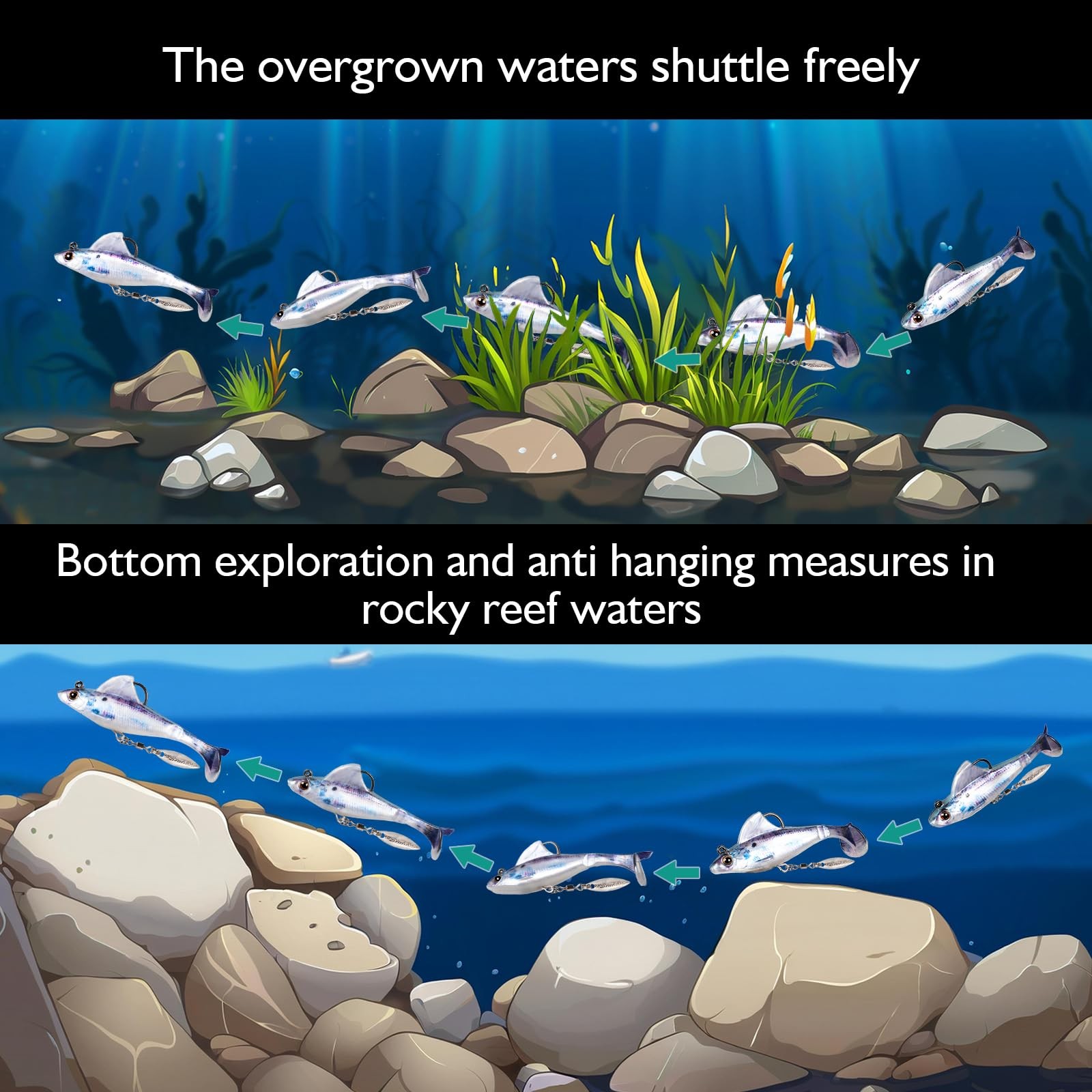 6-Piece Weedless SwimBait Fishing Lures with Rotating Spinner Blade, 2.8 Inch... - Image 4