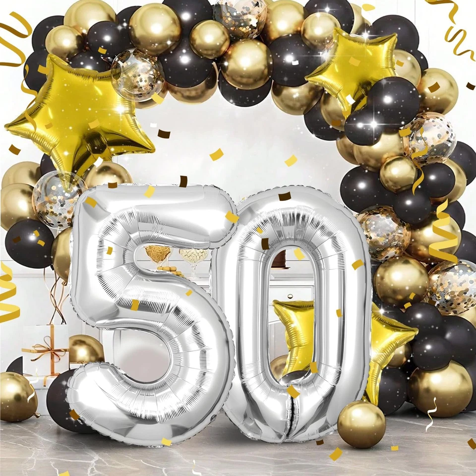 Palloncini Compleanno 50 Anni Argento -101 CM Palloncino in Foil  - Immagine 4 di 4