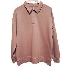 Mondetta Cozy Sweatshirt Womens XL Neutral 1/4 Button Pullover Athleisure Lounge