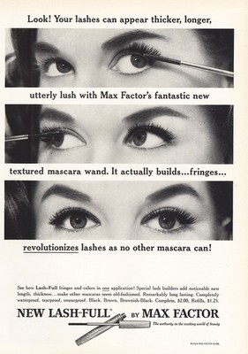 1964 Max Factor: Lash Full Mascara Vintage Print Ad