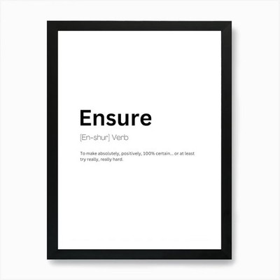 Ensure Definition Meaning 1 Art Pri Framed Wall Art Poster Canvas Print Picture