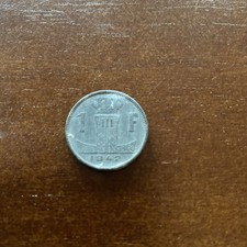 BELGIUM 1 FRANC 1942 WORLD WAR II KING LEOPOLD III 