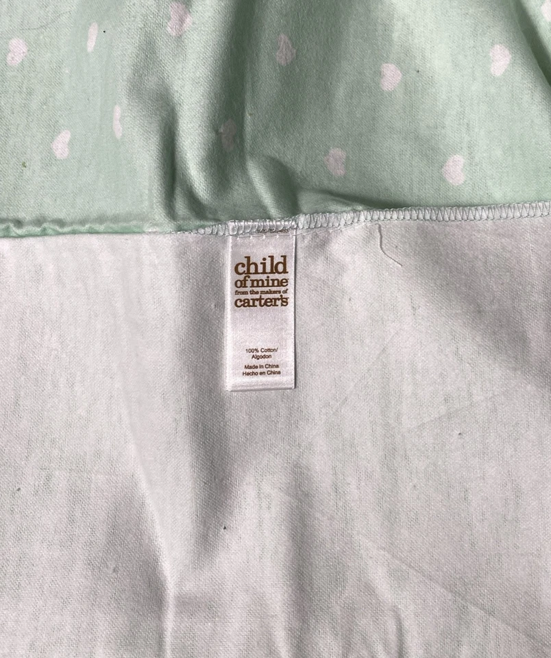 Manta bebé Child of Mine Carter corazones blancos franela verde menta recepción Foto 2 de 3