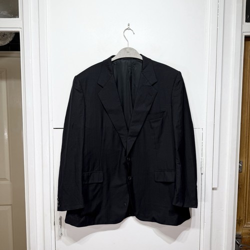 Gieves & Hawkes, Gieves & Hawkes Savile Row Blazer Jacket Black Stripe Wool Vintage Size UK 48R