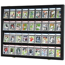 Graded Trading Card Display Case 36 Sport Baseball Football PSA Slabs Cabinet
