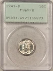 New Listing1941-D MERCURY DIME - PCGS MS-65 FB, PREMIUM QUALITY! RATTLER, LOOKS 67!