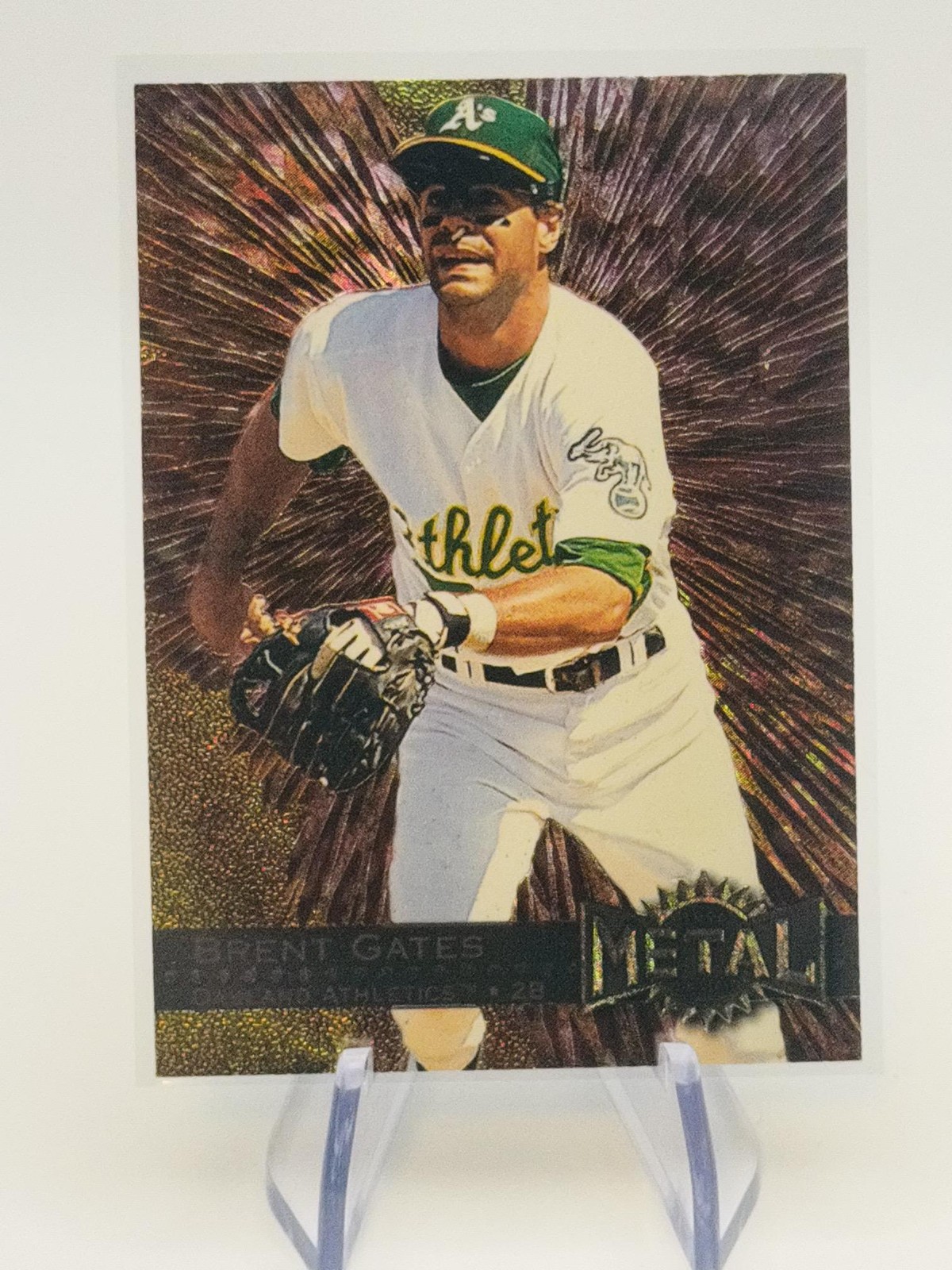 1996 Metal Universe Brent Gates #100 Oakland Athletics