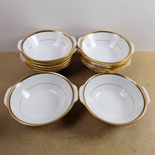 12 Noritake Elysee 6.5" Cereal Bowls 6914 Blue & Gold Bands Japan Fine China