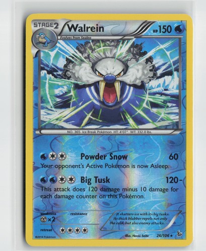 Walrein 26/106 Rare Flashfire Pokemon Reverse Holo Near Mint