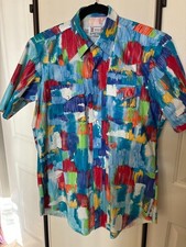 Vtg H Bar C California Ranchwear Colorful Abstact Western Shirt Snap 15.5