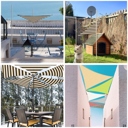 3 piedi 97% blocco UV triangolo parasole vela baldacchino decorazione patio esterno caffè + bianco - Foto 9 di 12