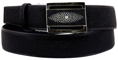 Mens Western Dress Belt Black Real Stingray Skin Leather Thin Casual Size 34, 36