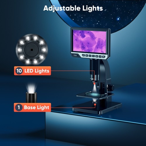 Elikliv Digital Microscope Coin Microscope 4.3"/7"/8"/10.1" LCD Screen 50-1000X - Picture 30 of 33