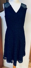 Precis Beautiful Dark Blue Lace Evening Party Dress Size 10