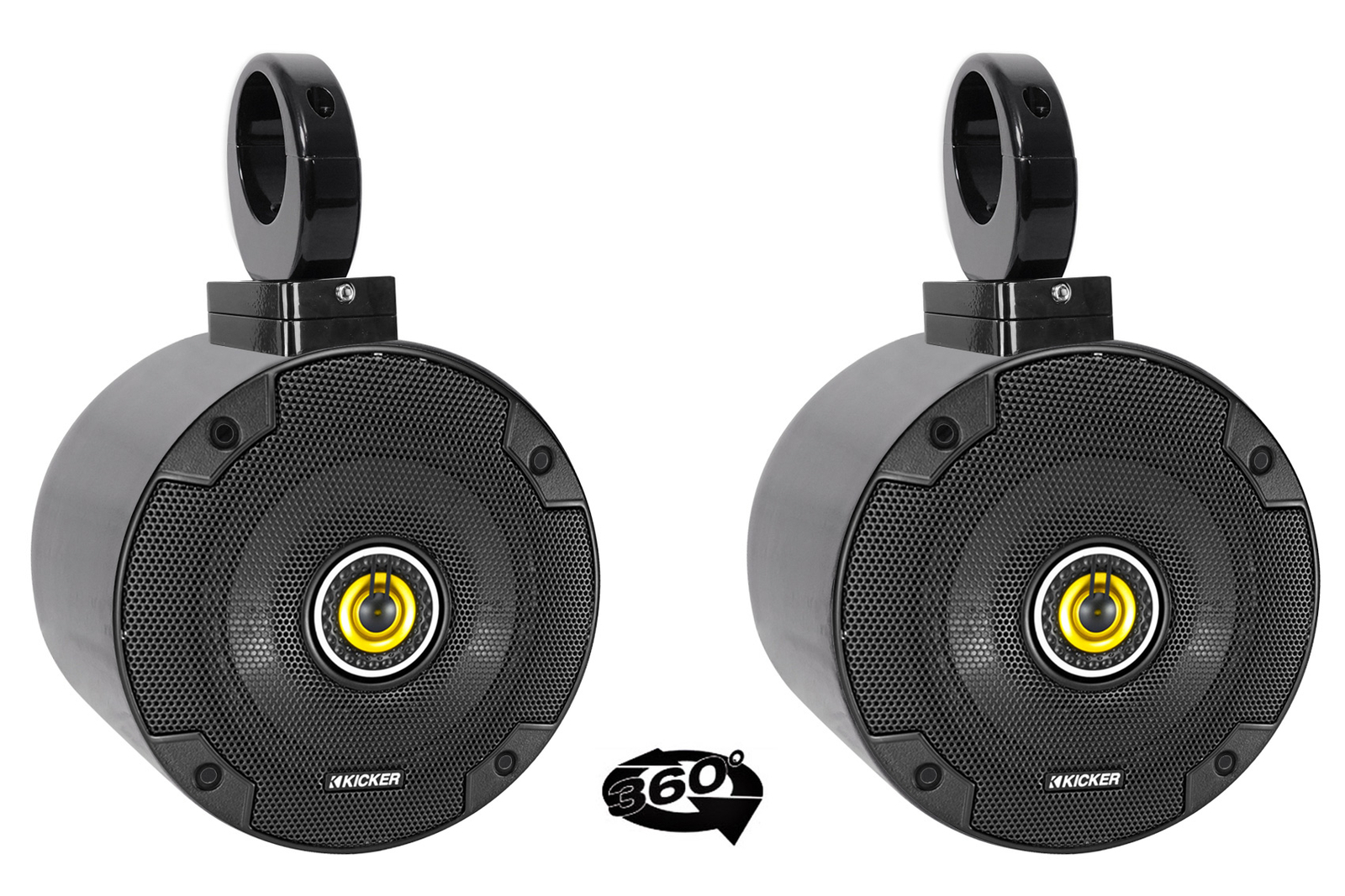 2 колонки kicker CSC54 525 с поворотной на 360 башней из черного алюминия для вейкбординга