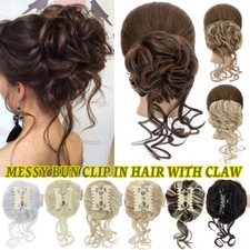 65g Claw Clip on in Messy Bun Hair Piece Extension Wedding Updo Mini-Ponytail US