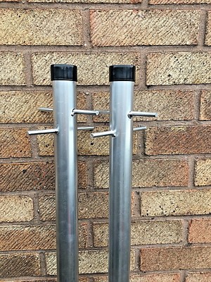 2,4 m x 50 mm Doppelpack verzinkte Wäscheleine Pfosten Wäschestange Kreuzklammer UK 