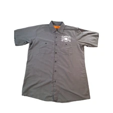 Red Kap Mineola Auto Tech Button Up Shirt Men Sz M Gray Mechanic Workwear