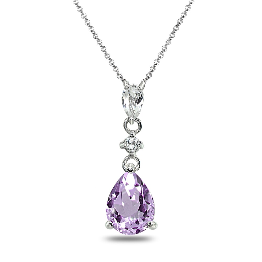 アクセサリー Pendant top Silver Amethyst Sterling Silver Amethyst 5mm Round Pendant Necklace and Stud
