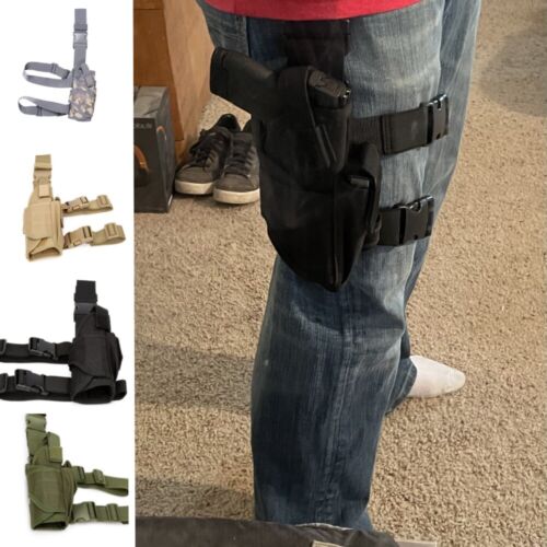 Universal Drop Leg Gun Holster Left Right Handed Tactical Pistol Pouches Holder - Picture 1 of 21
