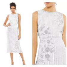 Mac Duggal 93592 Sleeveless Mini Dress with Beading White Size 8 NWT