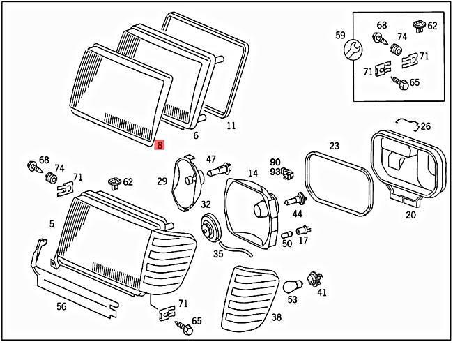 Genuine MERCEDES C124 S124 W124 COUPE C124 E-CLASS W124 Lens 