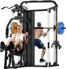 Home Gym System Workout Station Smith Machine with 138LB Weight Stacks