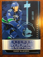 19-20 UD Trilogy Hockey Rookie Renditions Blue Parallel RR-23 Zack MacEwen /399
