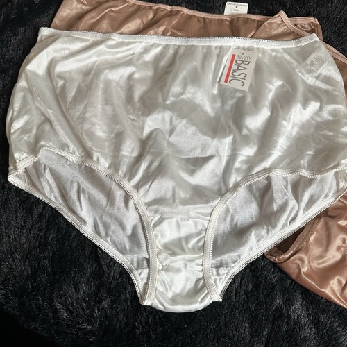 3 VTG Simply Basic Nylon Brief Underwear Panties Granny Sissy Large Sz 10 NWT - Picture 2 of 6