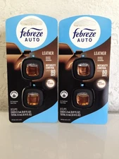 Febreze Car Air Freshener Vent Clip, Leather, 2 Pack ( 4 Count Total)