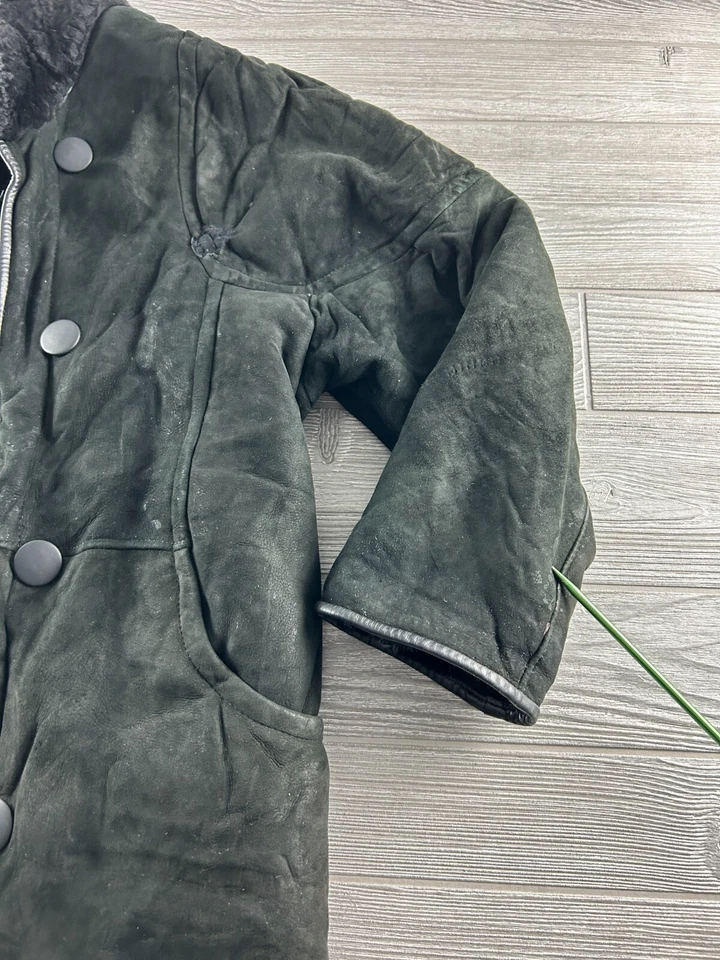 Casaco Shearlings Rafel Brothers NY Shearling preto camurça forrado Sherpa pequeno - Imagem 3 de 4