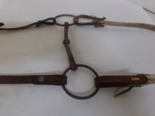 Used Heavy Duty Training Snaffle Bit Foreman Style 5" Mouth w/reins