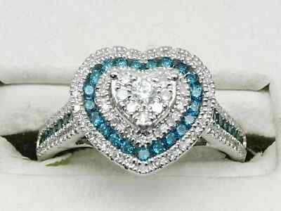 2Ct Round Cut Lab Created Blue Diamond Heart Wedding Ring 14k Gold Plated
