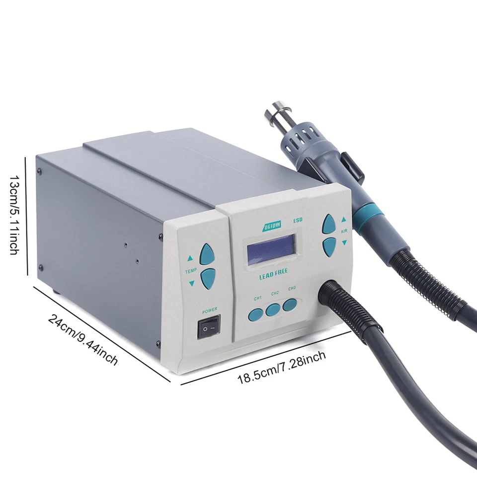 861DW 1000W Soldering Hot Air Heat Gun Hot Air Rework Station Digital Display - Image 3 of 4