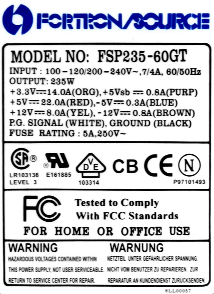 NETZTEILE FORTRON FSP235-60GT 235WATT 20-PIN ATX 5xMOLEX 2xFDD - Bild 3 von 3
