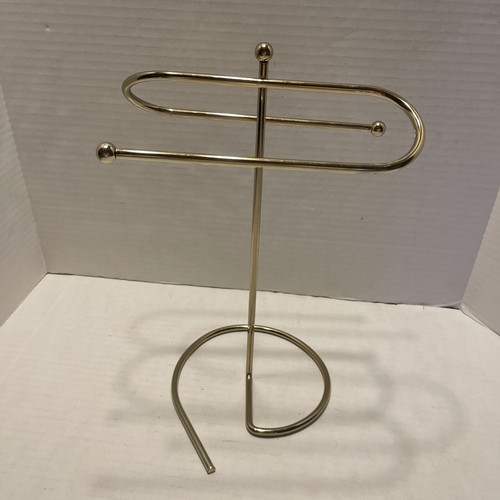 MCM Brass Double Guest Towel Holder / Bar / Stand ~ 13H X 9” Wide - Picture 4 of 5