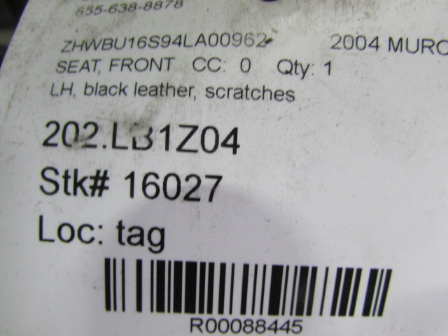 Lamborghini Murcielago, LH, Left Front Seat, Black Leather, Used