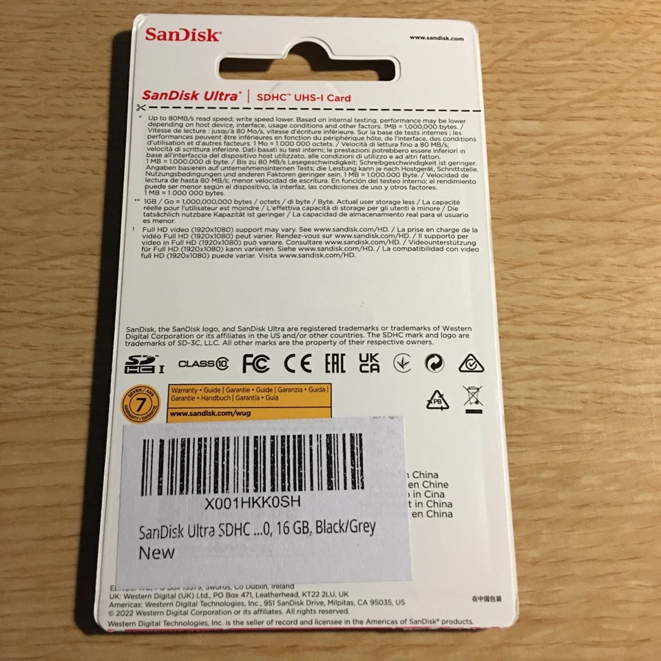 SanDisk 16GB Ultra Class 10 UHS-I SD SDHC Memory Card Speed up to 80MB/s - Image 2 of 2
